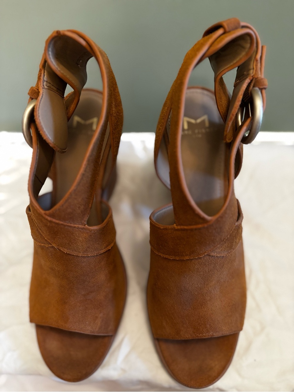 Marc Fisher Suede Tan Heeled Open-Toe Sandals